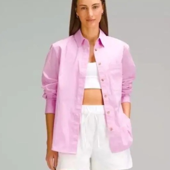 Lululemon RELAXED-FIT COTTON-BLEND POPLIN BUTTON-DOWN SHIRT Size Small - Picture 1 of 8
